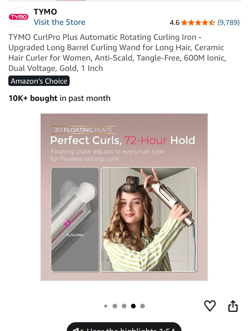 TYMO Gold CurlPro Plus Automatic Rotating Curling Iron